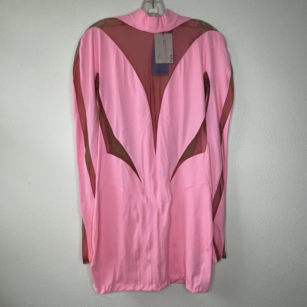 Mugler X H&M Vestido Talla Pink Mesh Detail Dress Size L *Smoking Home*